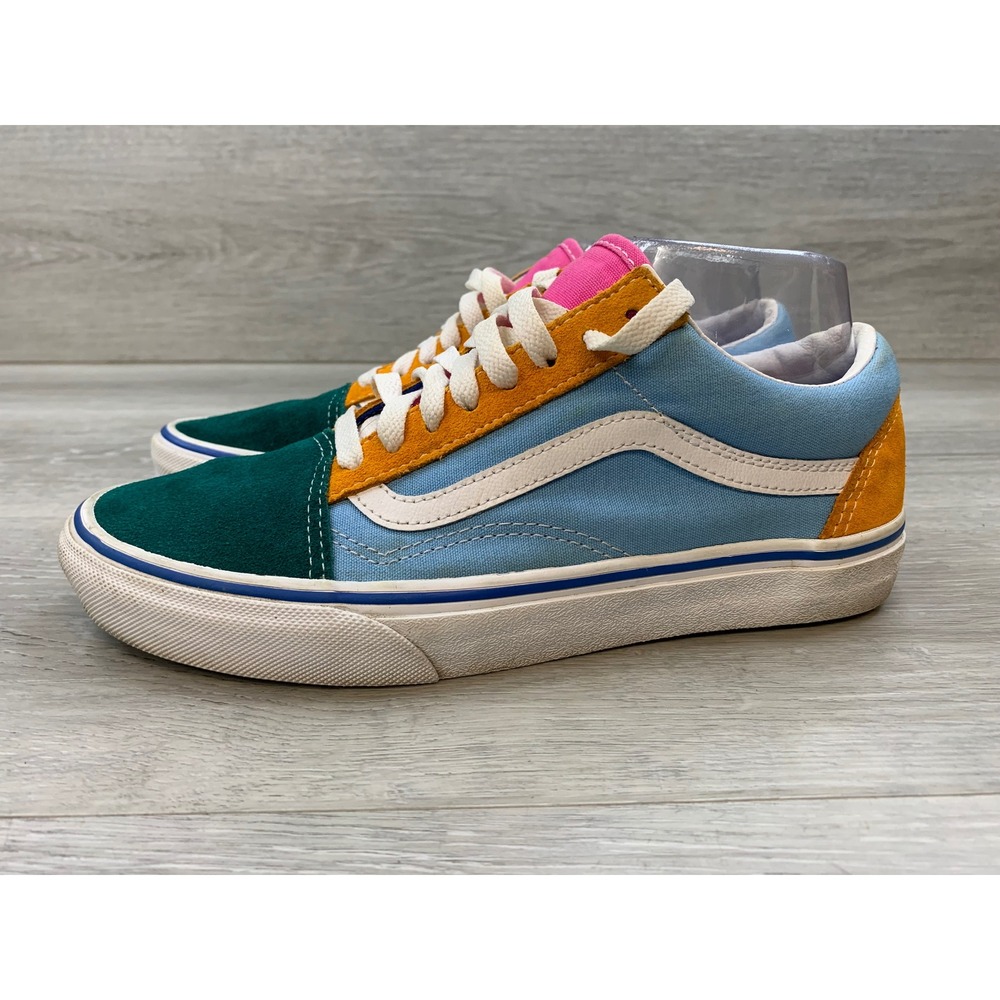 Vans Old Skool Women's Sneakers Multi Color Block Suede Canvas 8.5 Casual Shoes - Picture 3 of 10